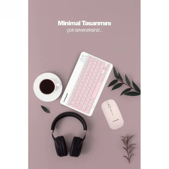 BUĞZ Pembe Kablosuz Klavye Ve Mouse Seti