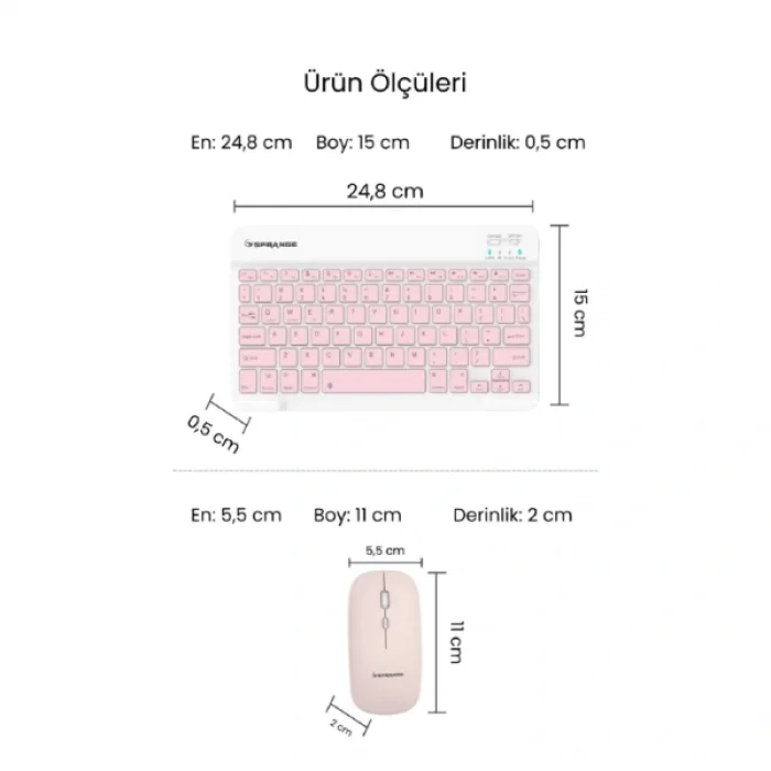 BUĞZ Pembe Kablosuz Klavye Ve Mouse Seti