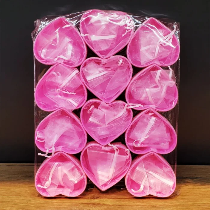 BUĞZ Pembe Kalpli Tül Kese