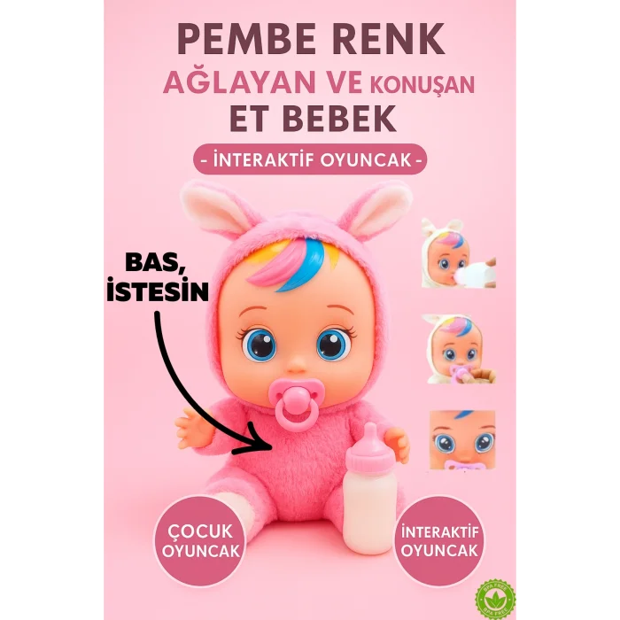  Pembe Kız Ağlayan Ve Konuşan Et Bebek İNTERAKTİF İSTEKLERİNİ YERİNE GETİR BEBEK