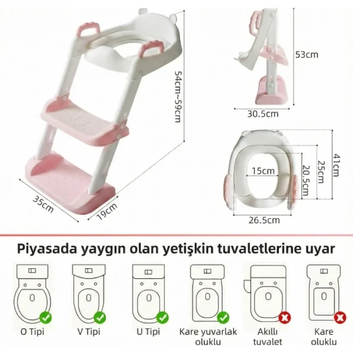BUĞZ Pembe Merdivenli Çocuk Klozet Tuvalet Eğitimi Aparatı