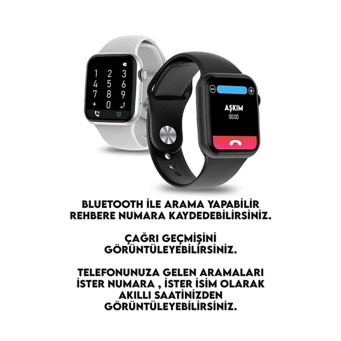 BUĞZ Pembe Metalik Kasa ve Siyah Silikon Kordonlu, Sesli Görüşme Özellikli Akıllı Saat