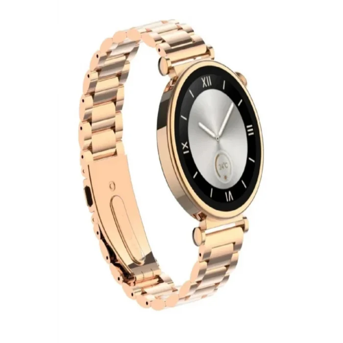 BUĞZ Pembe Rose Gold Kasa ve Silikon Kordonlu Kadınlar İçin Akıllı Saat, AMOLED Ekran ve NFC Özellikli
