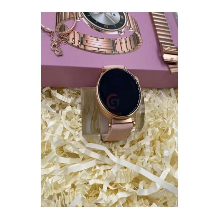 BUĞZ Pembe Rose Gold Kasa ve Silikon Kordonlu Kadınlar İçin Akıllı Saat, AMOLED Ekran ve NFC Özellikli