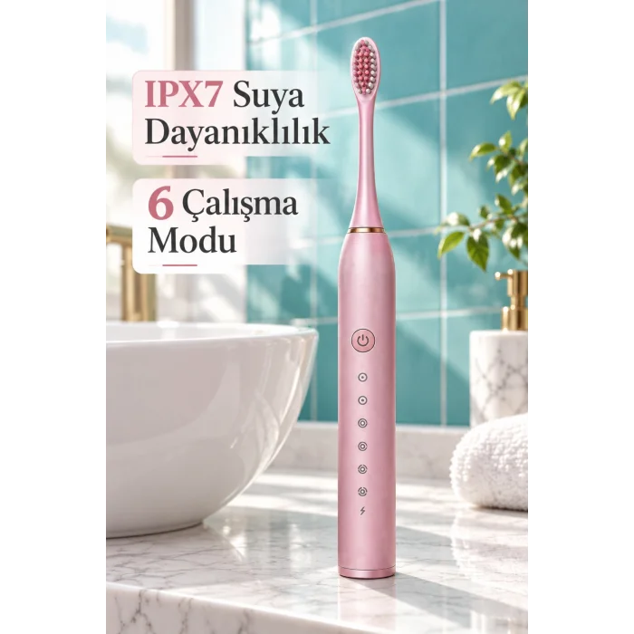 BUĞZ Pembe Şarjlı Elektrikli Diş Fırçası 6 Modlu - BUĞZ