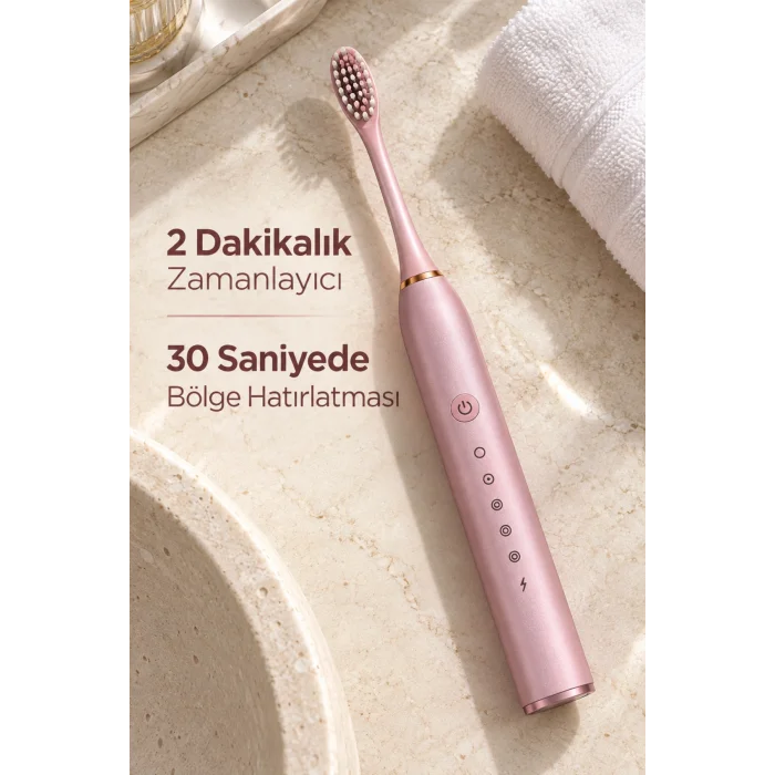 BUĞZ Pembe Şarjlı Elektrikli Diş Fırçası 6 Modlu - BUĞZ