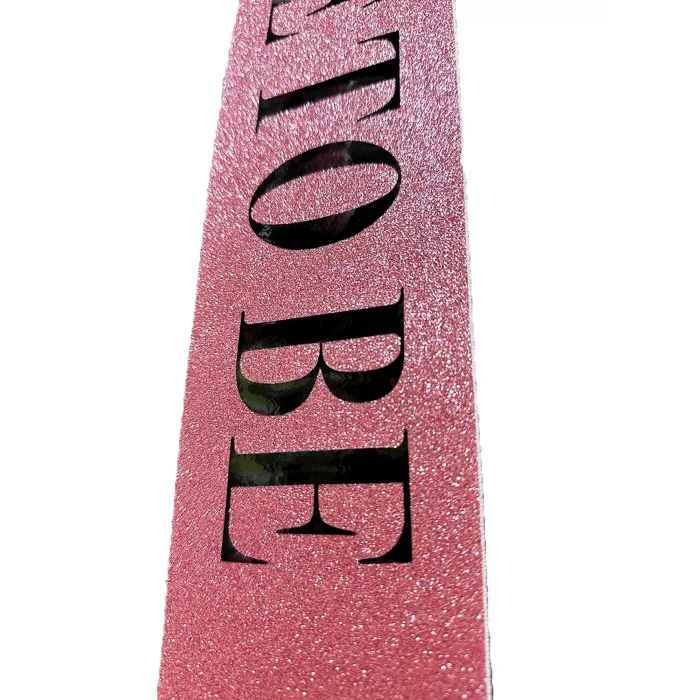 BUĞZ Pembe Üzeri Siyah Büyük Bride To Be Yazılı Simli Işıltılı Kuşak Kemer 10 Cm Genişlik