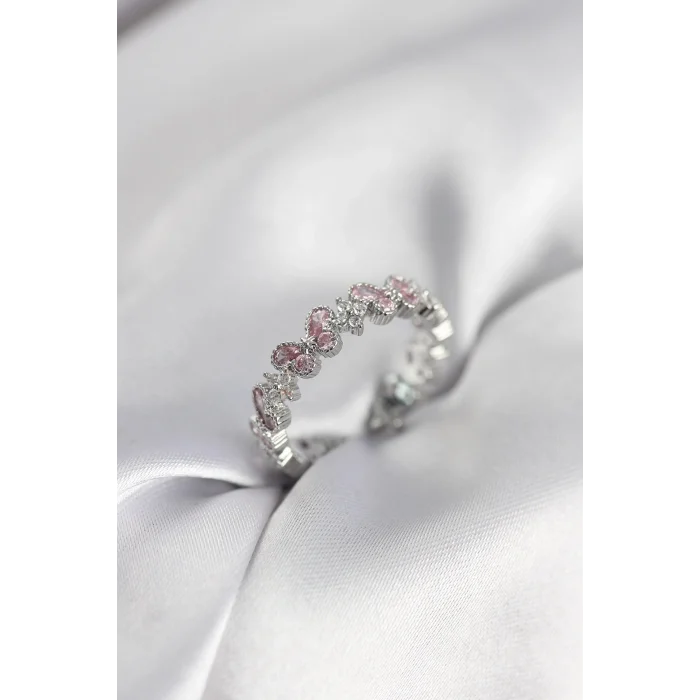 BUĞZ Pembe Zirkon Taşlı Kelebek Model Kadın Yüzük
