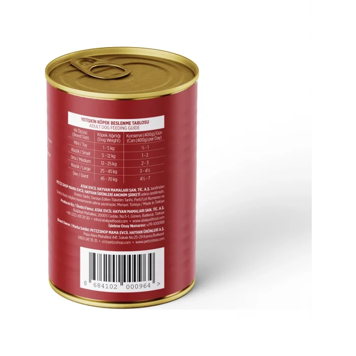 BUĞZ Petzzdogs Sığır Etli Yetişkin Köpek Konservesi 400 gr 1 Adet