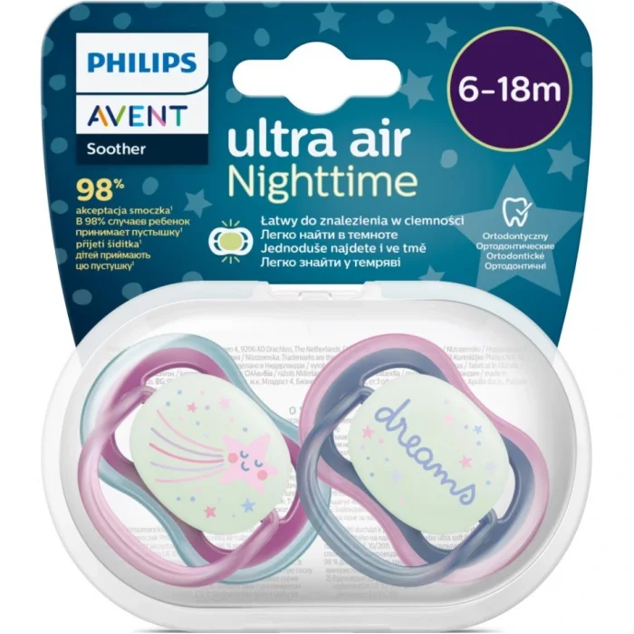 BUĞZ Philips Avent Ultra Air Night Karanlıkta Parlar Gece Emziği 6-18 ay Kız