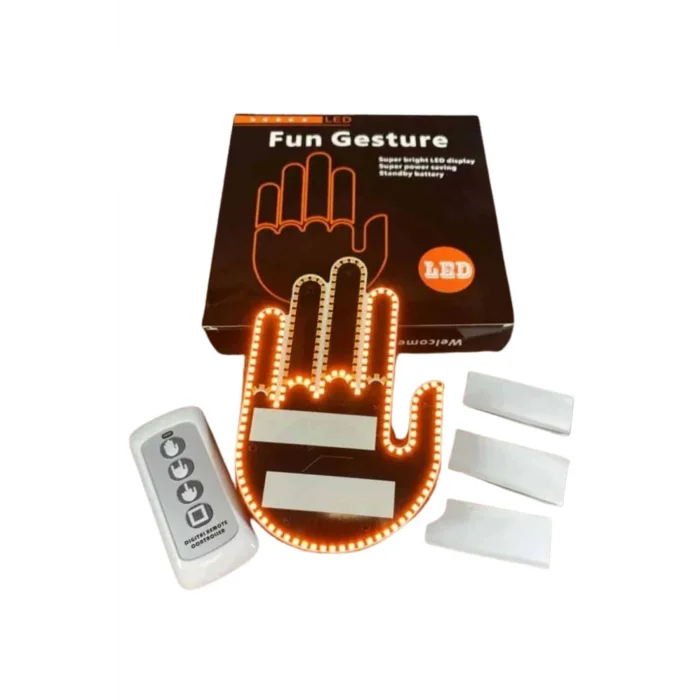 BUĞZ Pilli Led Işık Araç Camı İçin Uzaktan Kumandalı El Simgesi - BUĞZ