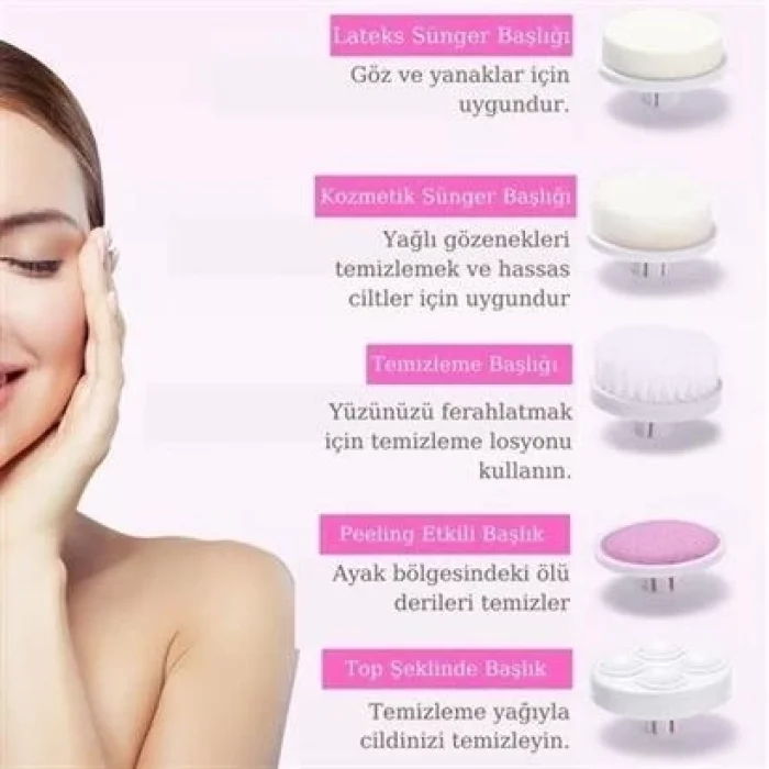  Pilli Yüz Cilt Temizleme Cihazı Siyah Nokta Peeling Fırça Seti Vücut Yüz Bakımı Masaj Aleti