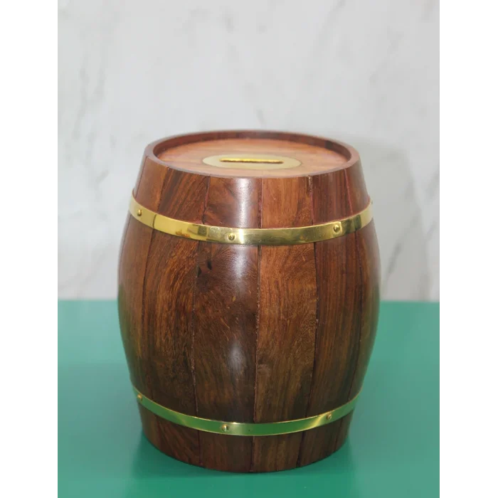 BUĞZ Pirinç Ahşap Fıçı Kumbara