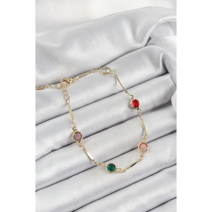 BUĞZ Pirinç Asorti Model Gold Renk Zirkon Taşlı Kadın Bileklik