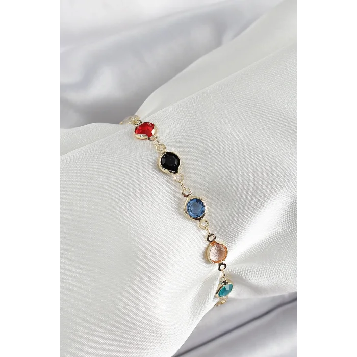 BUĞZ Pirinç Asorti Model Gold Renk Zirkon Taşlı Kadın Bileklik