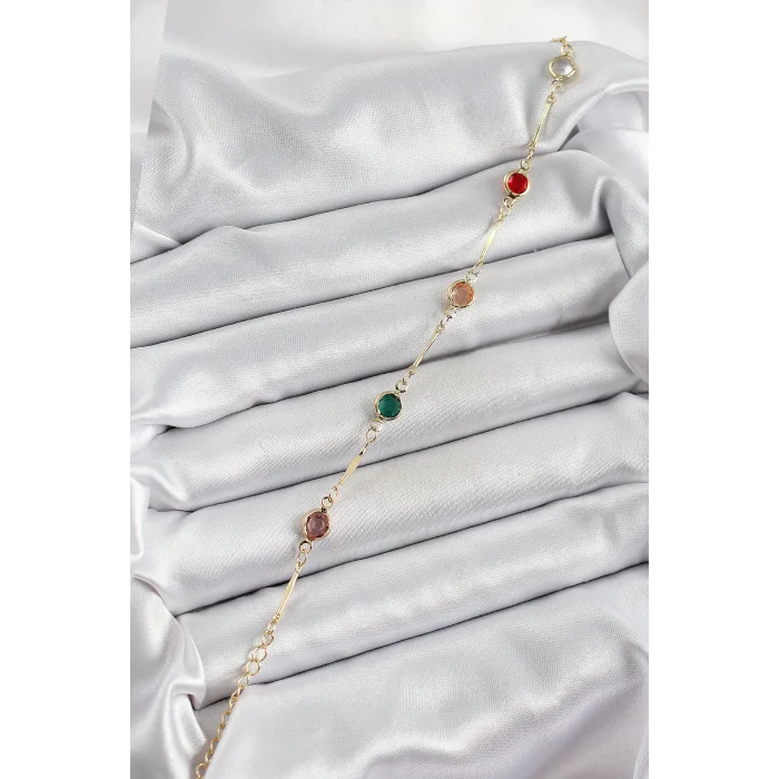 BUĞZ Pirinç Asorti Model Gold Renk Zirkon Taşlı Kadın Bileklik - Lisinya
