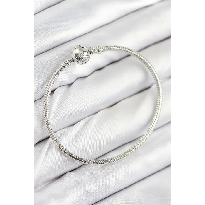 BUĞZ Pirinç Charm Topcuk Model Gümüş Renk Kadın Bileklik