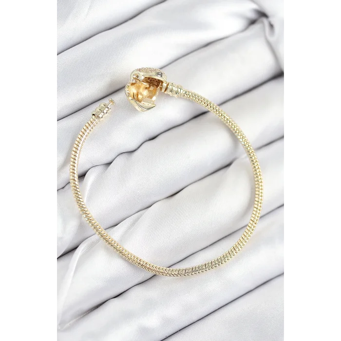 BUĞZ Pirinç Charm Zirkon Taşlı Kalp Model Gold Renk Kadın Bileklik - Lisinya