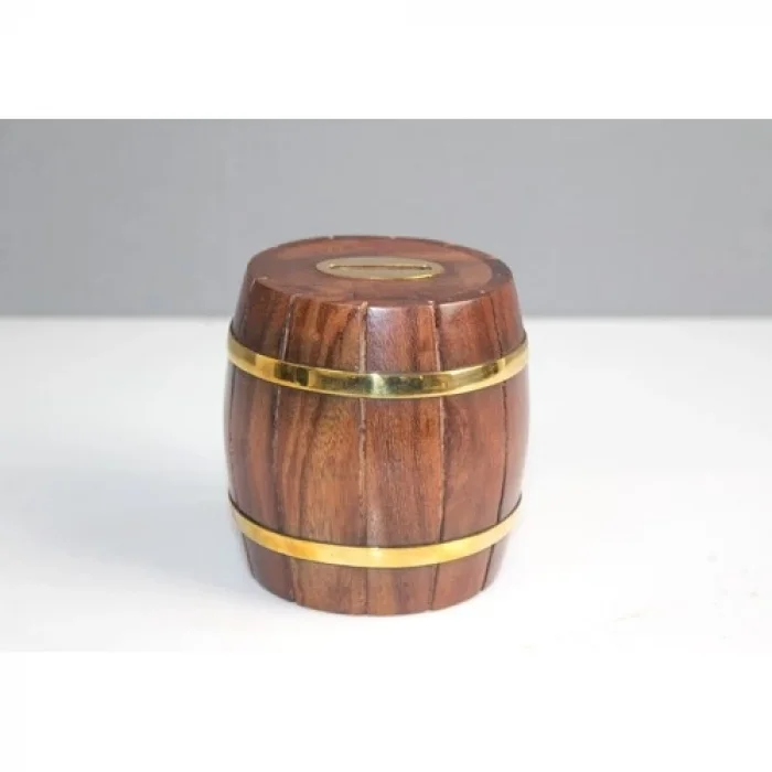  Pirinç Detaylı Fıçı Kumbara Model 1