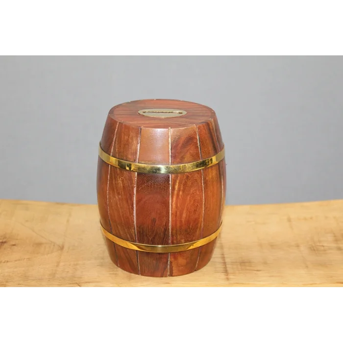 BUĞZ Pirinç Detaylı Fıçı Kumbara Model 2