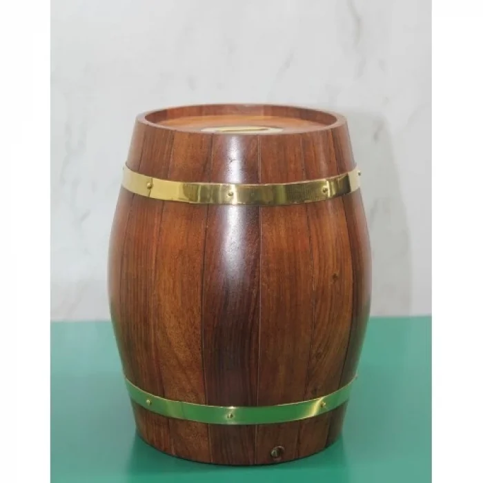  Pirinç Detaylı Fıçı Kumbara Model 3