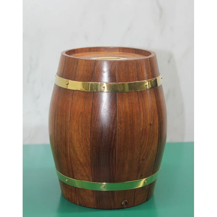 BUĞZ Pirinç Detaylı Fıçı Kumbara Model 3