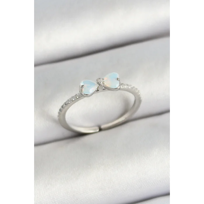 BUĞZ Pirinç Fiyonk Figürlü Zirkon Taşlı Gümüş Renk Ayarlanabilir Kadın Yüzük