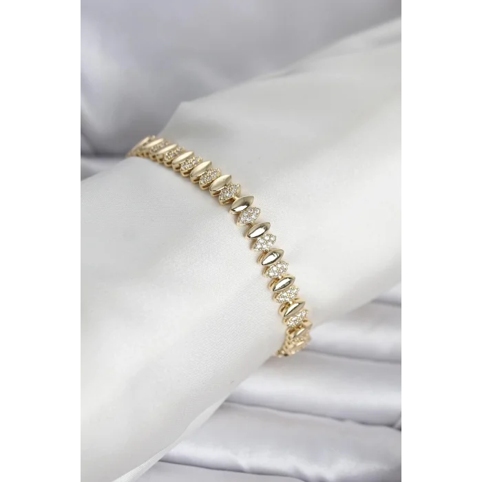 BUĞZ Pirinç Gold Renk Arpa Model Kadın Bileklik