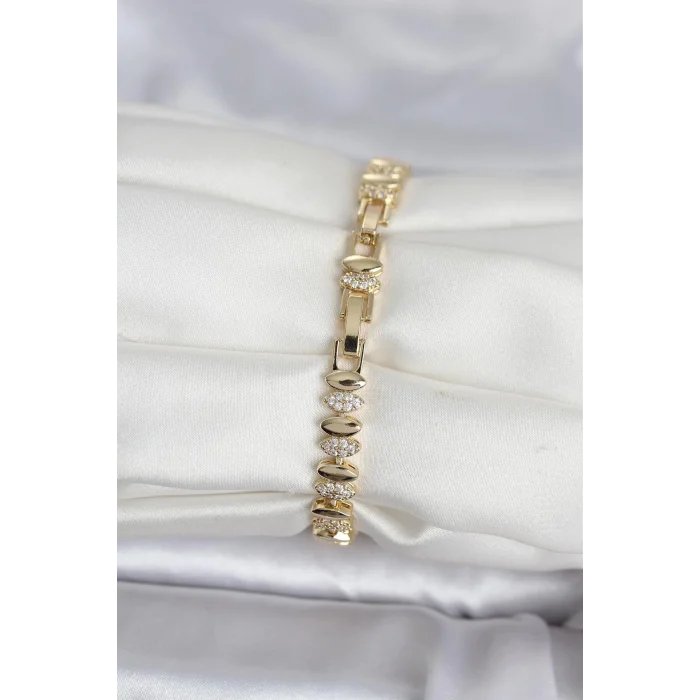 BUĞZ Pirinç Gold Renk Arpa Model Kadın Bileklik