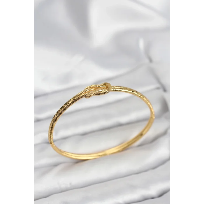 BUĞZ Pirinç Gold Renk Düğüm Model Kadın Kelepçe Bileklik