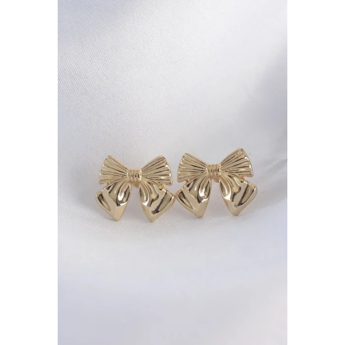 BUĞZ Pirinç Gold Renk Fiyonk Küpe