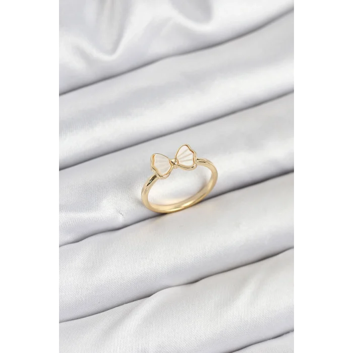 BUĞZ Pirinç Gold Renk Fiyonk Model Kadın Yüzük