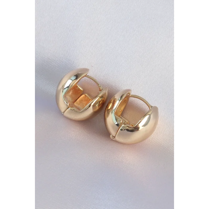 BUĞZ Pirinç Gold Renk İçi Boş Minimal Topçuk Küpe - Lisinya