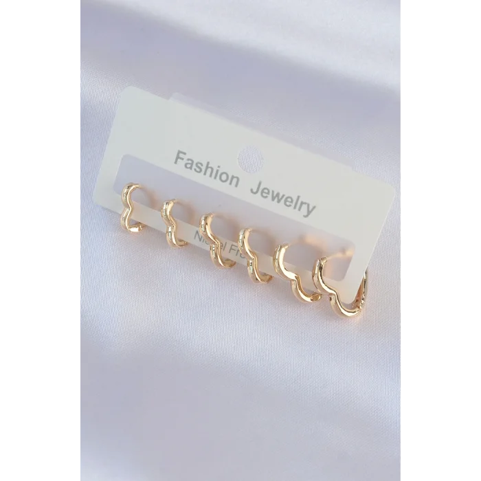 BUĞZ Pirinç Gold Renk Kalp Model Küpe Seti