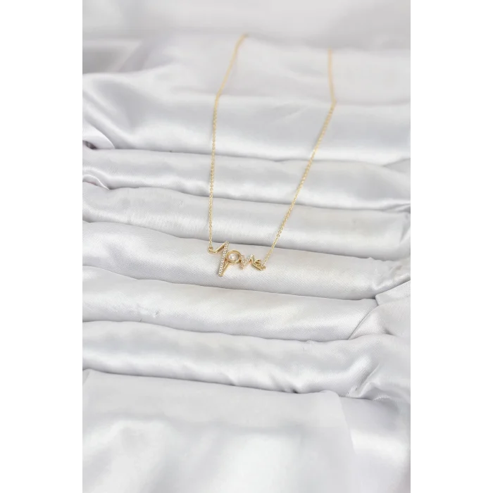 BUĞZ Pirinç Gold Renk Kalp Ritmi Model Kadın Kolye