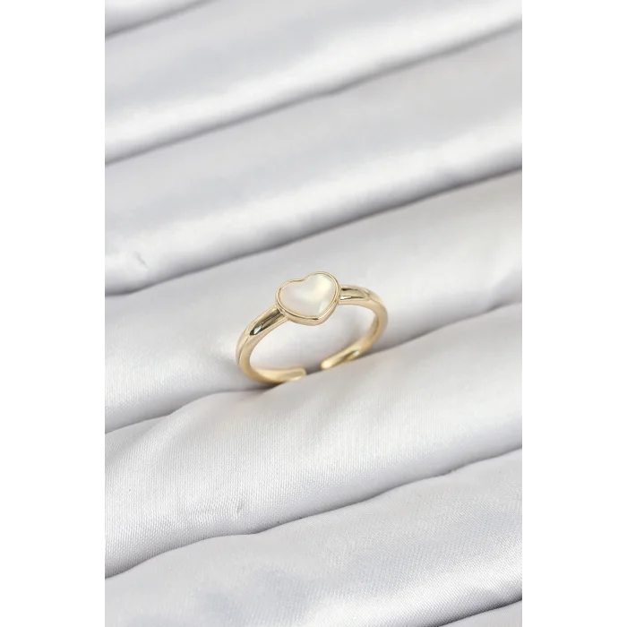 BUĞZ Pirinç Gold Renk Kalpli Kadın Yüzük