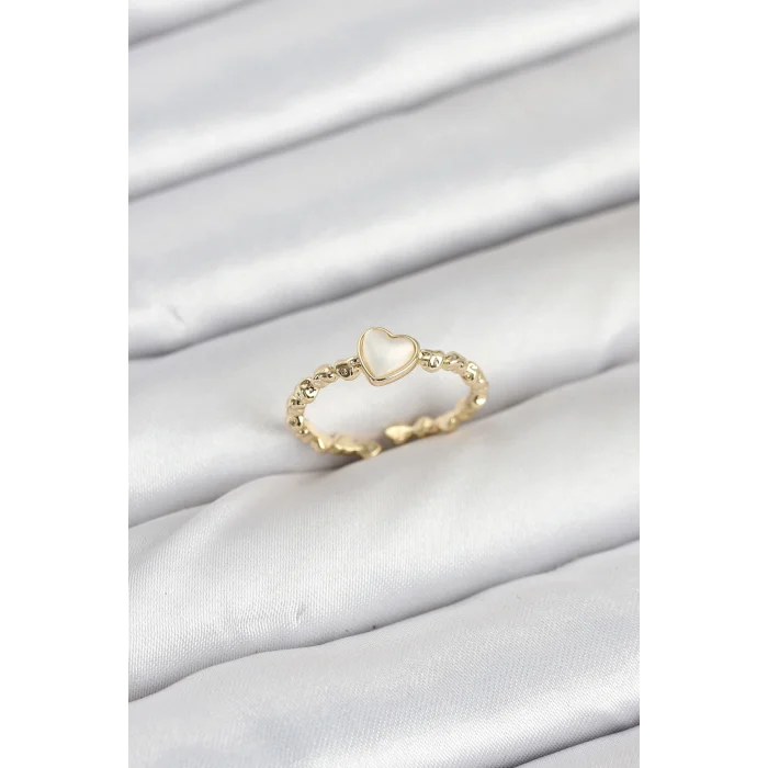 BUĞZ Pirinç Gold Renk Kalpli Model Kadın Yüzük