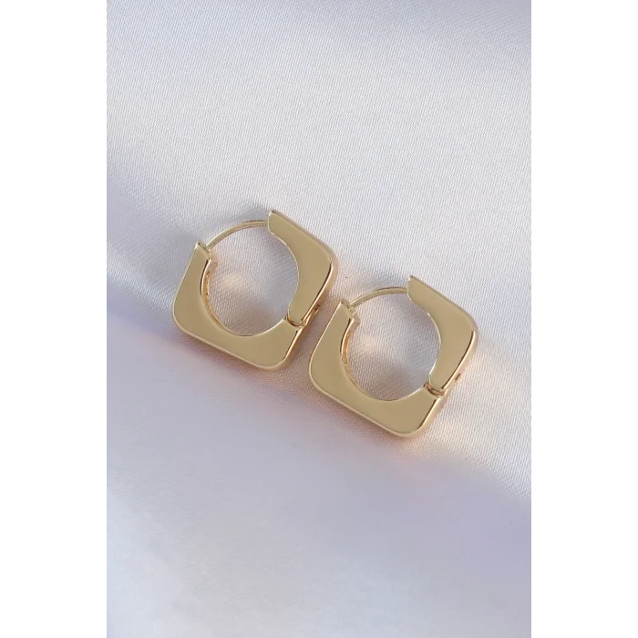 BUĞZ Pirinç Gold Renk Kare Küpe