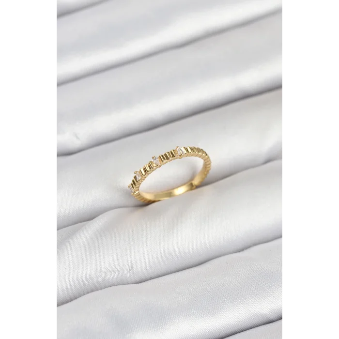 BUĞZ Pirinç Gold Renk Lazer Kesim Kadın Yüzük