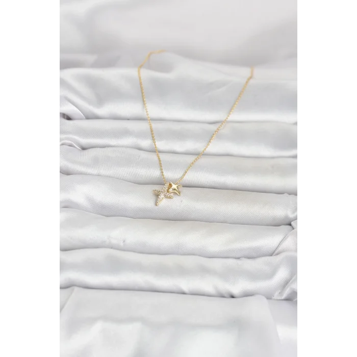 BUĞZ Pirinç Gold Renk Minimal Kutup Yıldızı Model Kadın Kolye