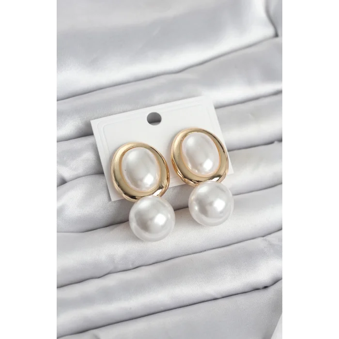 BUĞZ Pirinç Gold Renk Model İncili Kadın Küpe