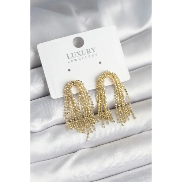 BUĞZ Pirinç Gold Renk Sallantılı Kadın Küpe