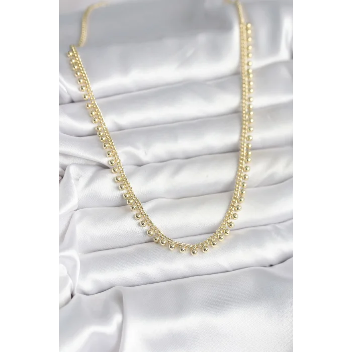BUĞZ Pirinç Gold Renk Sıralı Topçuk Model Kadın Kolye - Lisinya