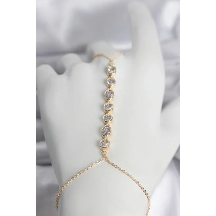 BUĞZ Pirinç Gold Renk Sıralı Zirkon Taşlı Kadın Şahmeran