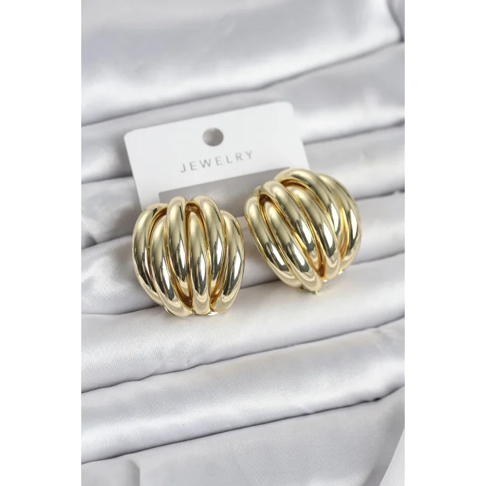 BUĞZ Pirinç Gold Renk Vintage Kadın Küpe