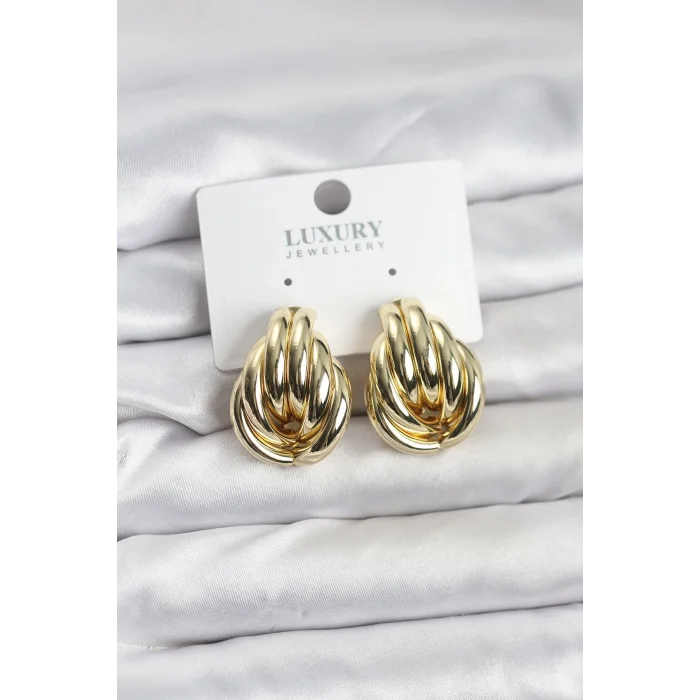 BUĞZ Pirinç Gold Renk Vintage Kadın Küpe