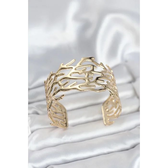 BUĞZ Pirinç Gold Renk Vintage Model Kadın Bileklik