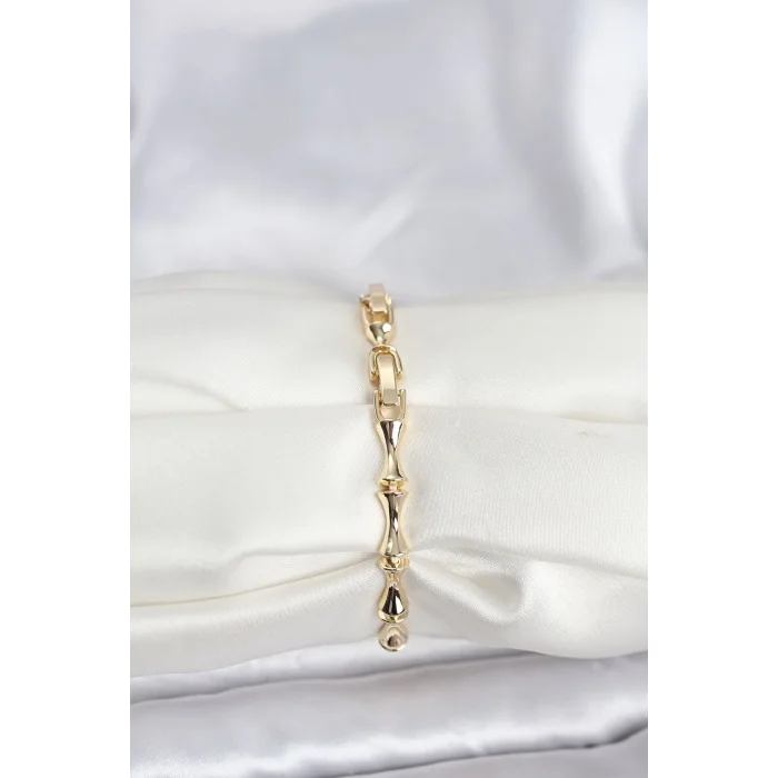 BUĞZ Pirinç Gold Renk VIP Seri Kemik Model Zirkon Taşlı Kadın Bileklik