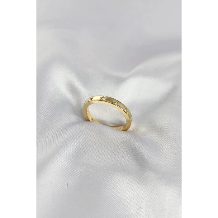 BUĞZ Pirinç Gold Renk Yıldız Detaylı Alyans Model Kadın Yüzük