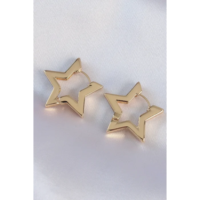 BUĞZ Pirinç Gold Renk Yıldız Küpe